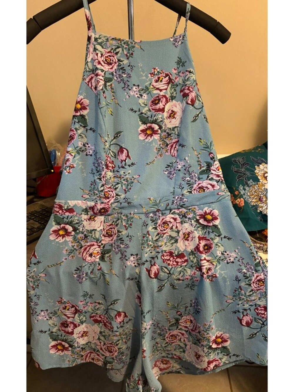 Rue21 Womens Floral Halter Romper Blue Size Large